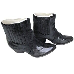 Volatile Sava Black Ankle Boot 7.5 Velvet Leather Western Style 610